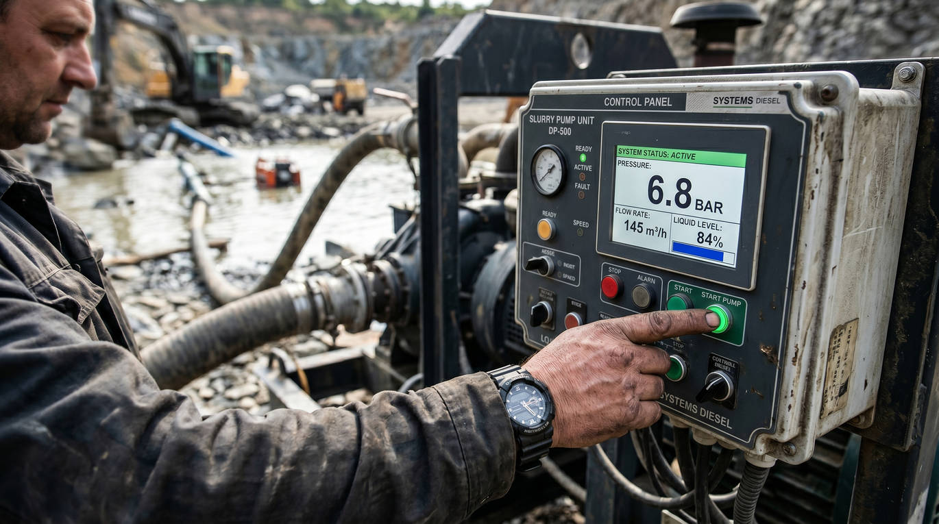 Цифровая панель управления дизельной установкой с датчиками контроля параметров для автоматизации и защиты оборудования от поломок