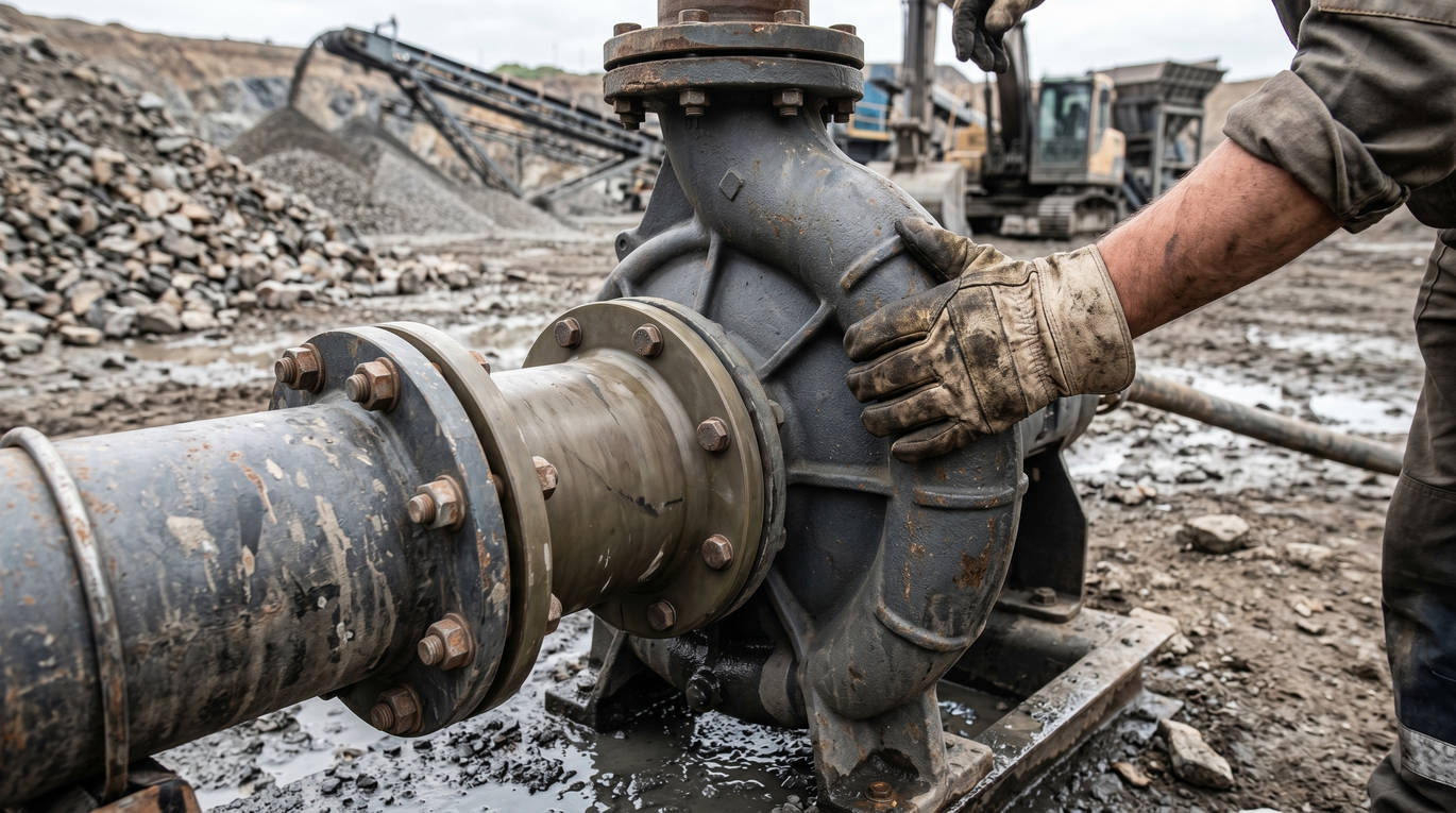 Усиленный насосный агрегат дизельной насосной установки с бронированной улиткой для перекачки абразивной пульпы и смесей с крупными частицами